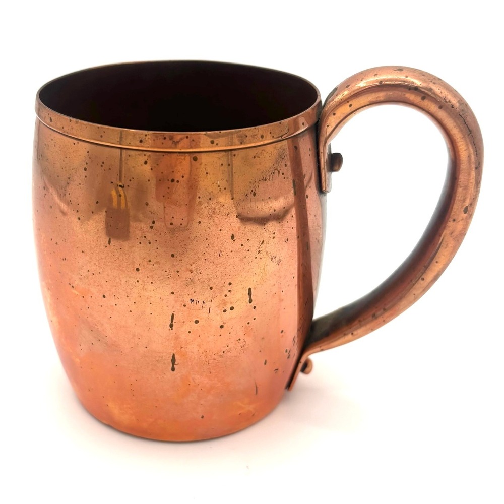 Vintage West Bend Solid Copper Mug Stamped WB 3.25" 1940s MCM Patina Rustic Farm